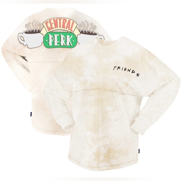 Spirit Jersey Tops - Spirit Jersey Friend’s Unisex Central Perk Tea Stain Long Sleeve - Cream Sz L